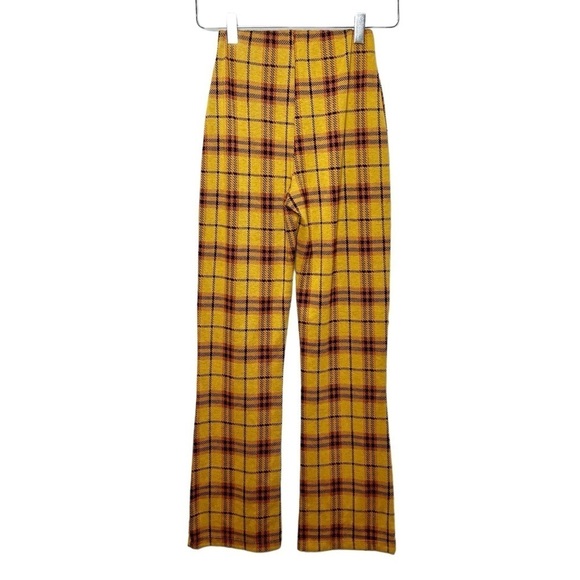 Urban Outfitters Bryn Yellow Orange Pull On Plaid Flare Women’s Pants Sz XS - Picture 9 of 11